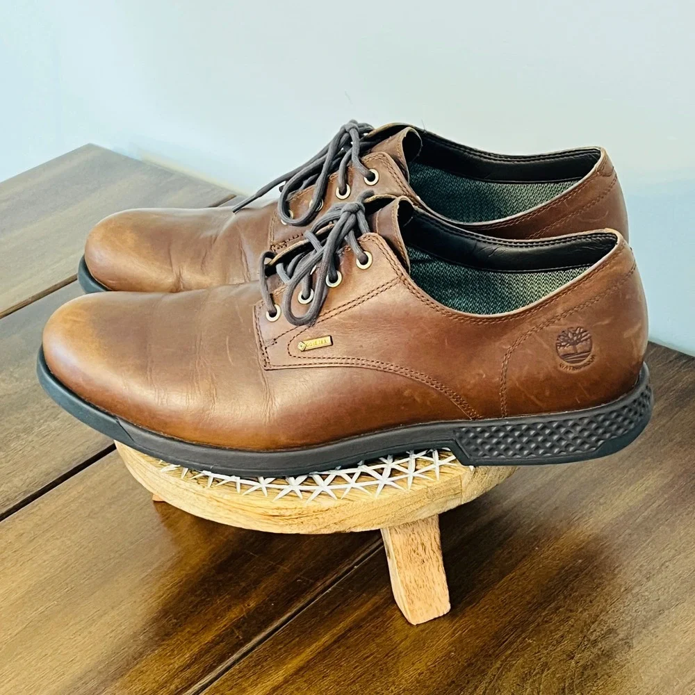 Timberland Aerocore Gore-Tex Brown Leather Oxford Shoes Mens 11.5 A1SNK